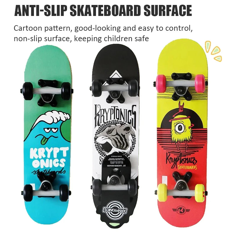 56cm Mini Skateboard Portable Maple Longboard Cartoon Wear-resistant Children Beginner Skateboard Scooter Toy Teenager Gift