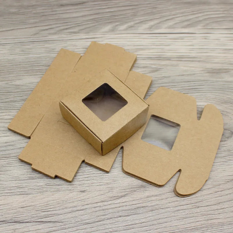 Cajitas de Regalo Kraft con Ventana - 10 Piezas 5.5x5.5x2.5cm