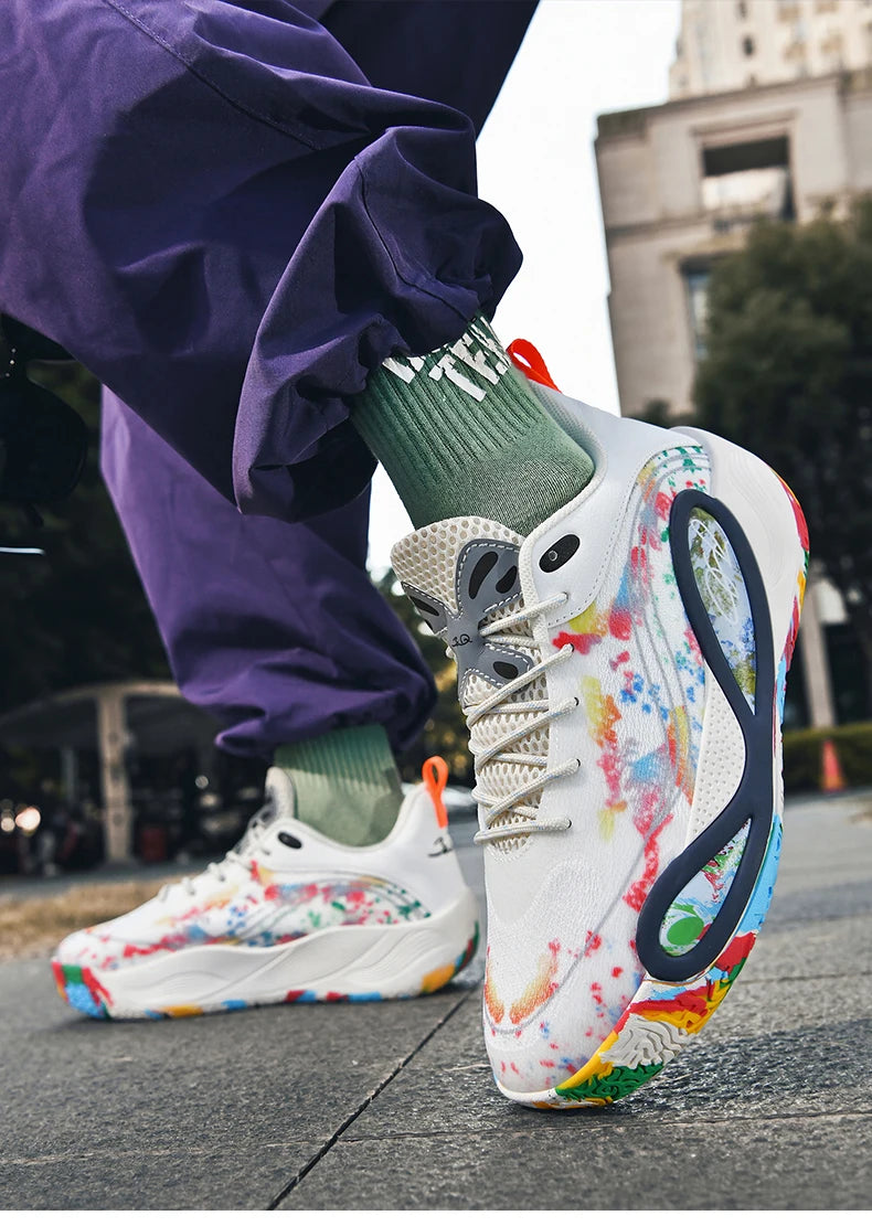 Men's Basketball Shoes Breathable Cushioning Non-Slip Wearable Runing Shoes Gym Training Athletic Basketball Sneakers for Women