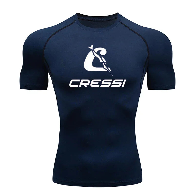 Men Surf Sunscreen Diving Suit Rash Protection t-Shirt Swimsuit Tight Short-Sleeved Swimming Floating UV Protection Diving Suit