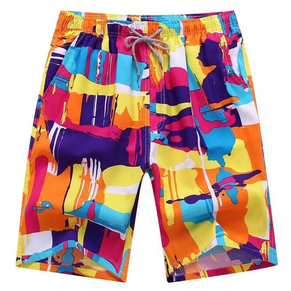 New Men's Swim Beach Shorts Summer Large Size Quick Dry Board Shorts Fashion Casual Drawstring Short Pants Hawaii Surf Shorts