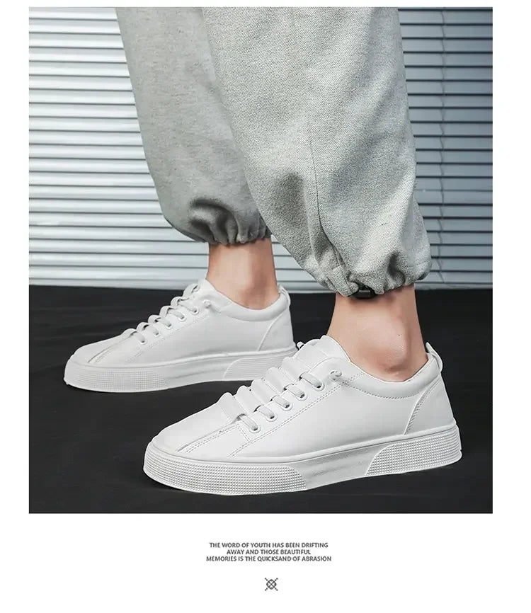 Men's Sneakers Casual Sports Shoes for Men Lightweight PU Leather Breathable Shoe Flat White Shoes Zapatillas Hombre