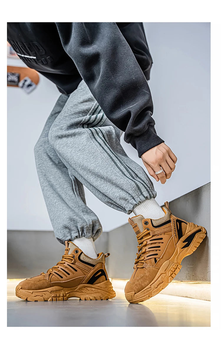 Men's Outdoor Sports Casual Shoes Anti-slip Heightening Dad Sneakers Trendy Hiking Shoes Comfortable Men Zapatillas Hombre