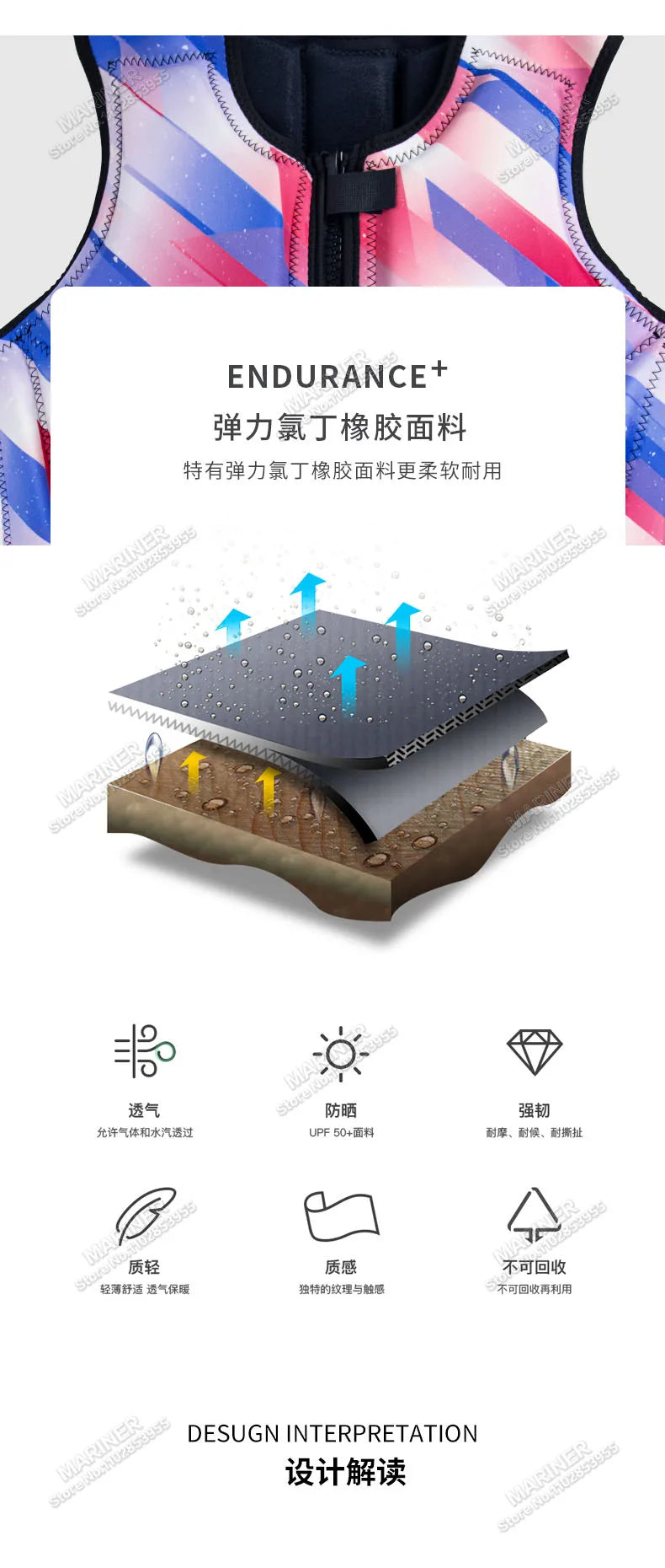 Wakesurf Comp Vest CE Approved Neoprene Life Jacket Premium Quality Impact Vest But Great for All Other Watersports Activities