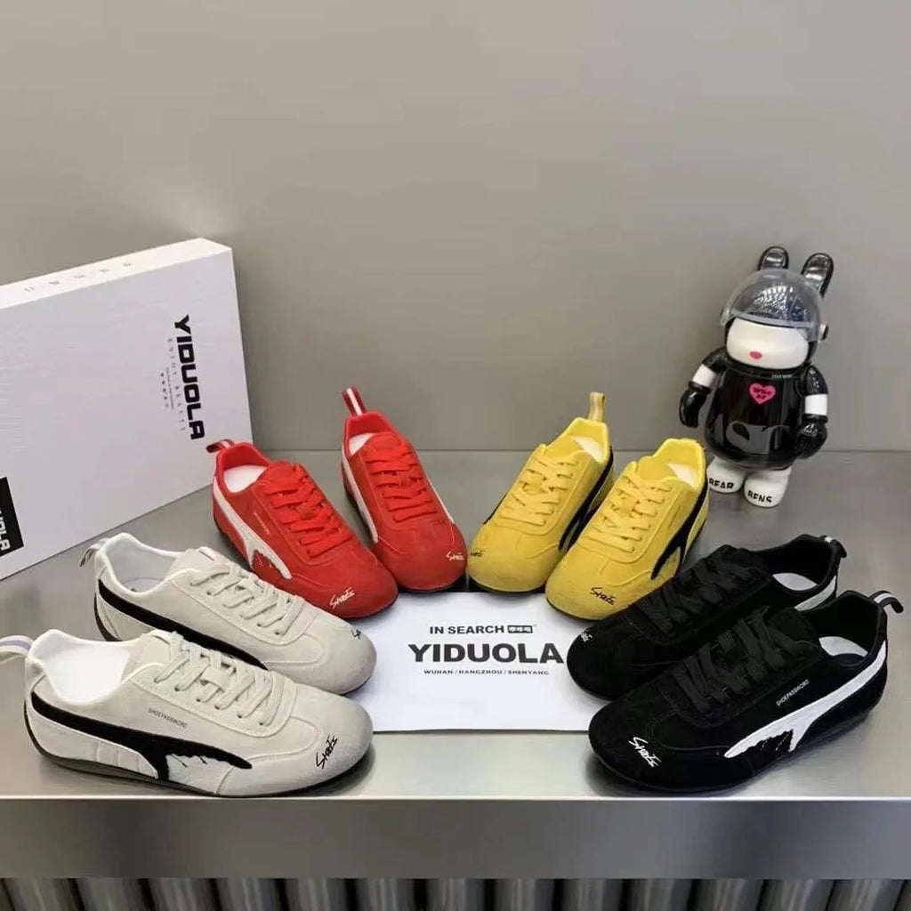 Versatile Sporty Casual Shoes New White Sneakers Women's Style Autumn Retro Agan De Train Shoes Fashionable Low Top Rubber Sole