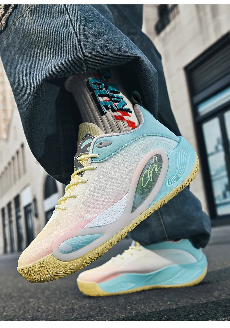 Men's Basketball Shoes Breathable Cushioning Non-Slip Wearable Runing Shoes Gym Training Athletic Basketball Sneakers for Women