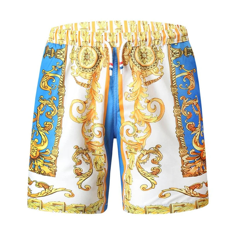 Gold Luxury Swimwear Shorts Breathable Surf Board Shorts Men's Vacation Beach Shorts Quick Dry Swimsuit Summer Sports Trunks Man