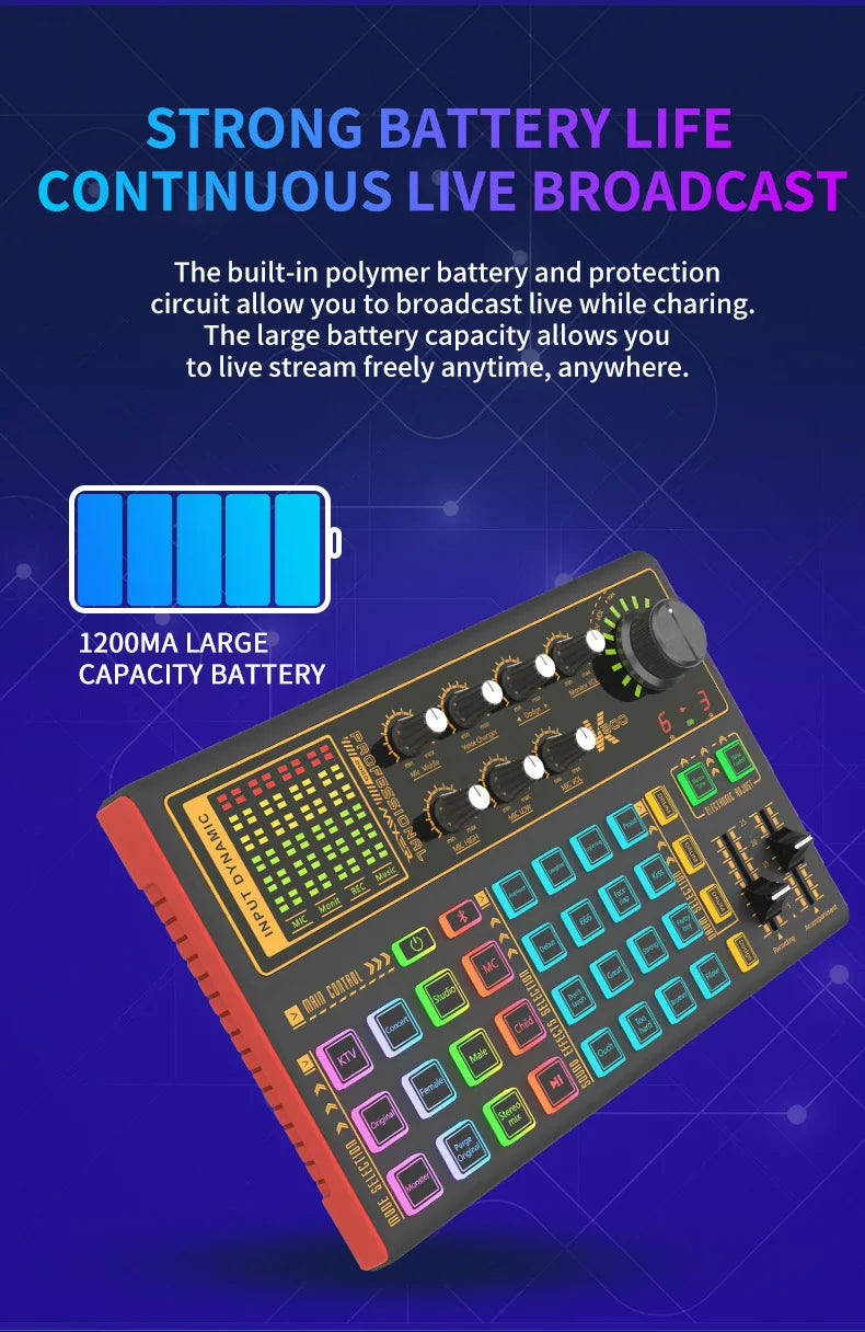 Portable device for computer and mobile live streaming, sound card, product promotion, and karaoke short videos