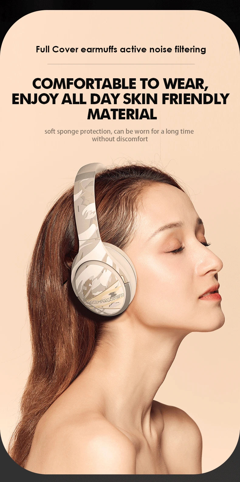 Girls Active Noise Cancelling Wireless Bluetooth Over-Ear Headphones, Memory Foam Ear Cups,100H Playtime,Kids Headset with Mic