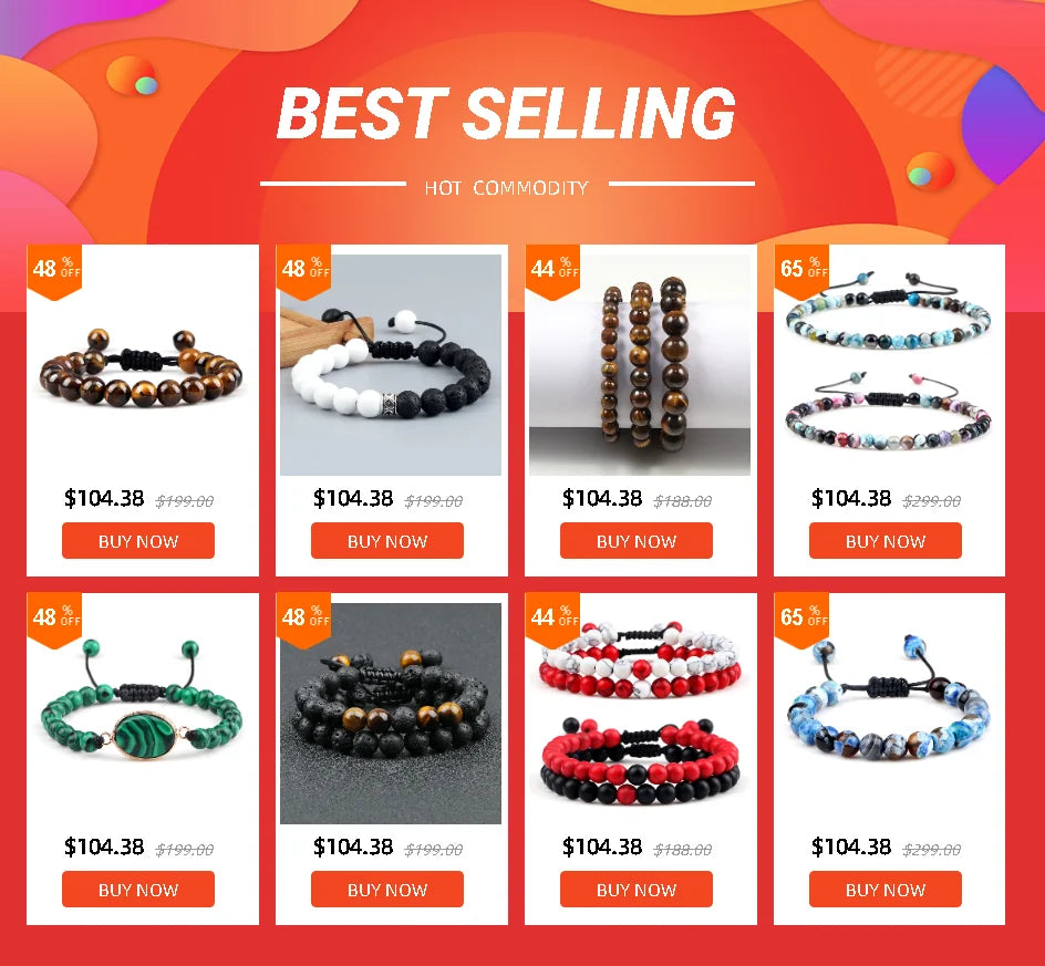 8mm Men Bracelets Black Lava Beads Bracelet Tiger Eye Adjustable Braided Rope Bangles Couple Distance Women Yoga Healing Jewelry