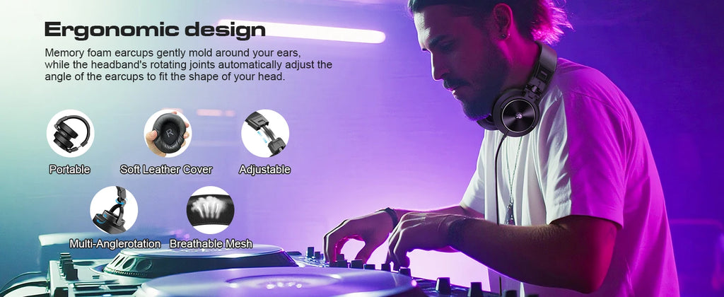 Studio Headphones DJ Headphones Professional 40kHz Hi-Res Stereo 3.5mm/6.35mm Audio Jack Wired Recording Headphone Audio Monitor