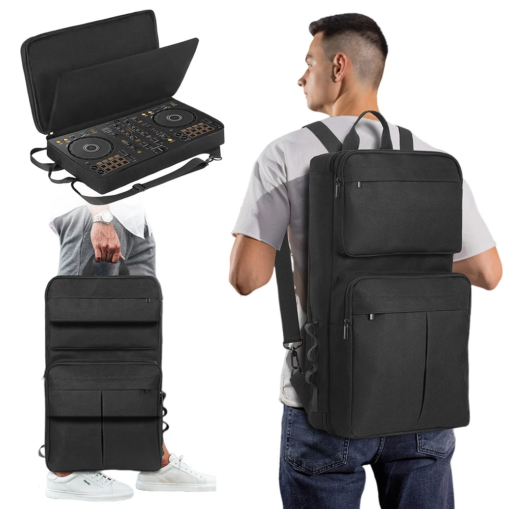 DJ Backpack for Pioneer DDJ-400 DDJ-FLX4/Roland DJ-202 DJ Mixer Case DJ Controller Case Carrying Case Adjustable Shoulder Strap