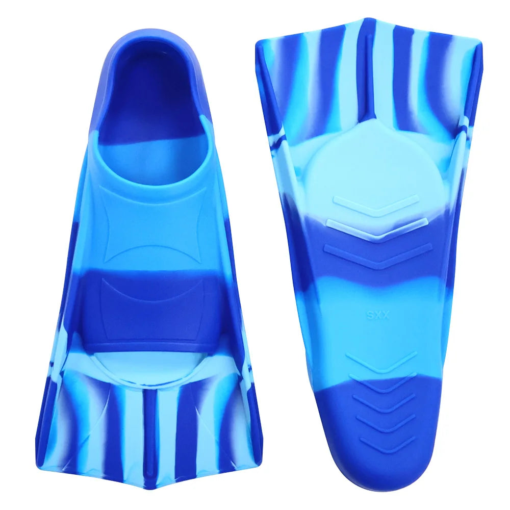 Silicone Swimming Flippers Snorkel Fins Short Frog Shoes Professional Training Breaststroke Scuba Diving Freesnorkel Men Women