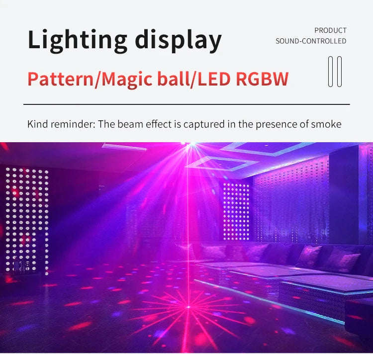 DJ Disco Laser Projection Strobe Light RGB LED Party Lights with DMX Voice Remote Control Bar Holiday Live Show Decor Lighting