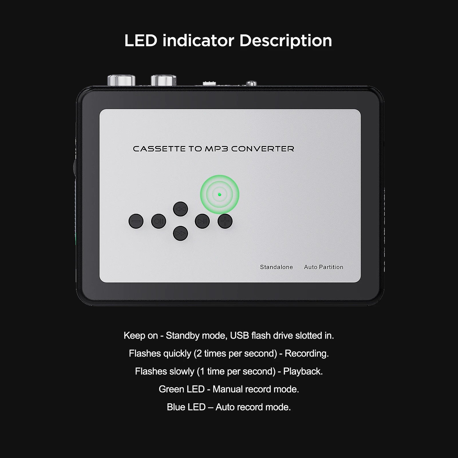 USB cassette drive, cassette tape drive can capture MP3 audio, convert cassette tape to MP3 format and save it to USB drive