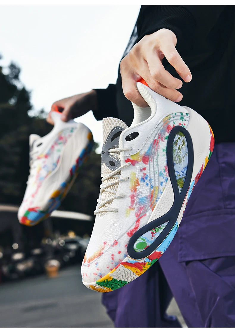 Men's Basketball Shoes Breathable Cushioning Non-Slip Wearable Runing Shoes Gym Training Athletic Basketball Sneakers for Women