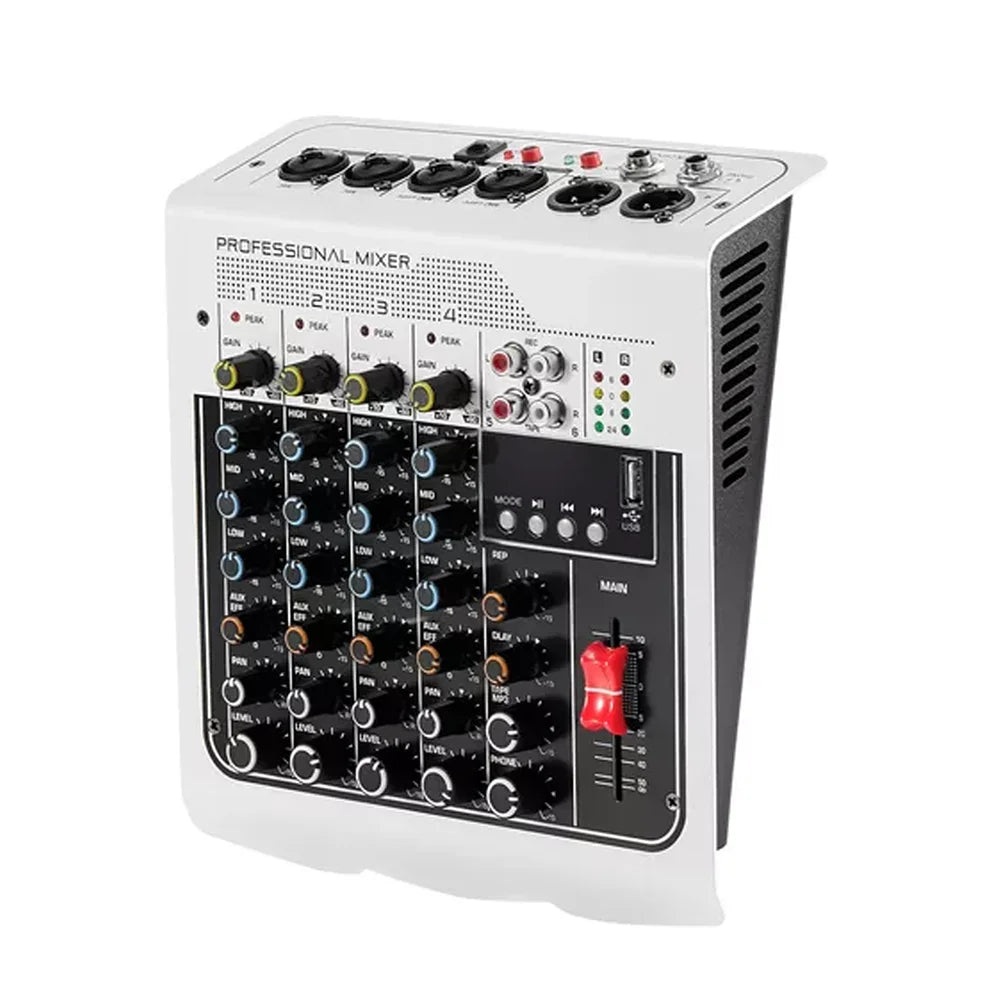 Audio Mixer 6 Channel DJ Mixer Sound Board Console with USB MP3 Bluetooth Input 48V For Live Performance Home Stage Karaoke