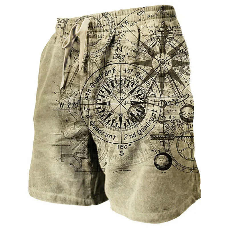 Summer Beach Shorts Compass 3D Print Men Women Holiday Casual Surfing Board Shorts Oversized Swimwear Trunks Kids Male Clothing