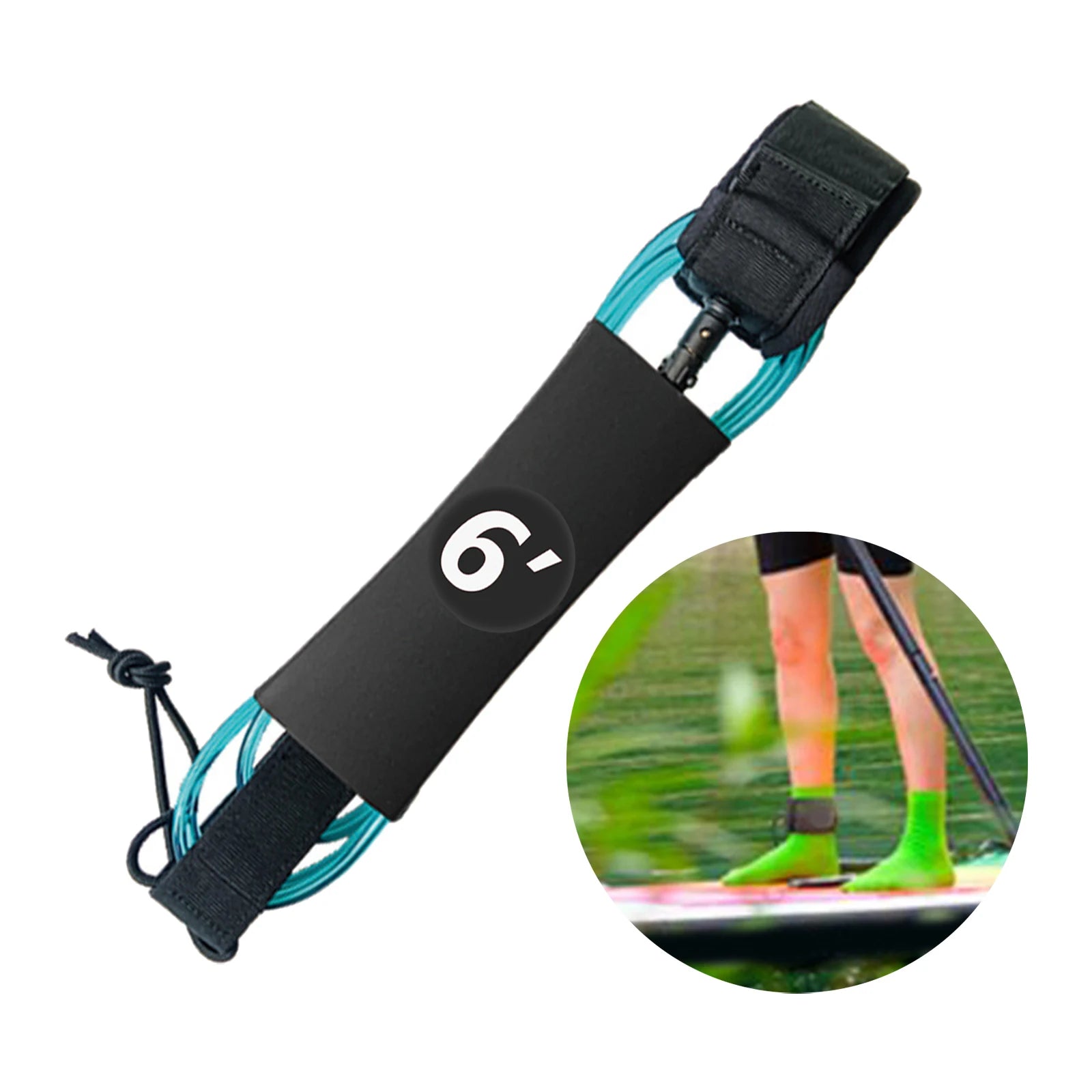 6/7/8/9/10ft Surfboard Leash Surfing Leash Paddleboard Ankle Strap Cuff Cord Elastic Cord Secure Tether Rope for Water Sports