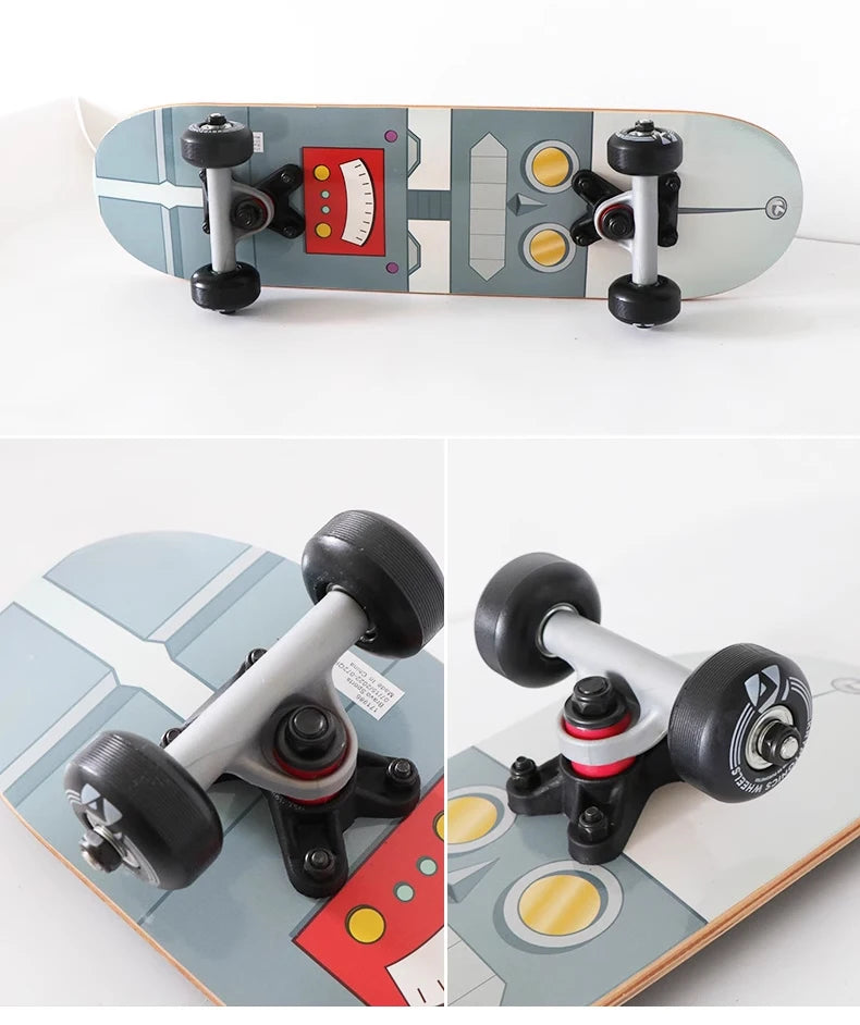 56cm Mini Skateboard Portable Maple Longboard Cartoon Wear-resistant Children Beginner Skateboard Scooter Toy Teenager Gift