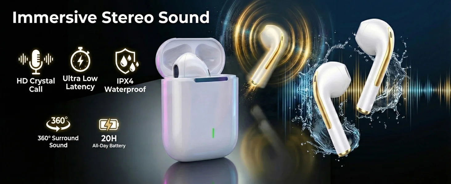 Active Noise Cancelling Wireless Headphones with Immersive Sound Ultra-Low Latency Effortless Wireless Charging for Gym running