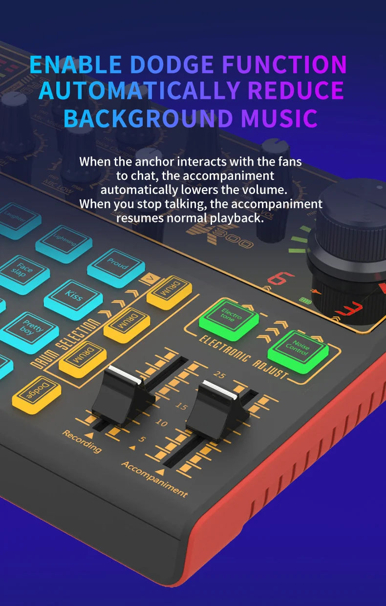 Portable device for computer and mobile live streaming, sound card, product promotion, and karaoke short videos