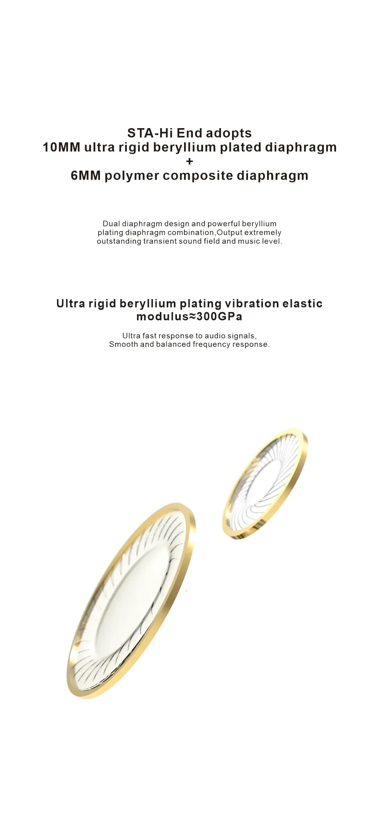 EarAcoustic Audio STA-Hi End IEM Wired HiFi in-ear Earphones 10mm Dual-Magnet Beryllium Driver &amp; 6mm Composite Diaphragm Monitor