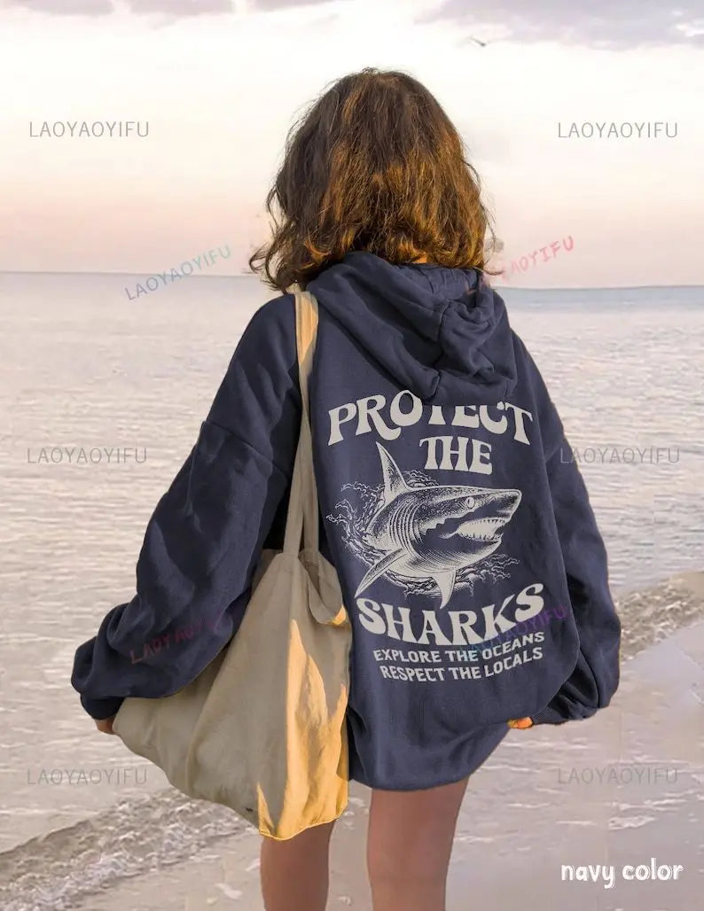 Protect The Sharks Shirt Shark Hoodie Shark Sweatshirt Surfing Hoodie Respect The Locals Pullover