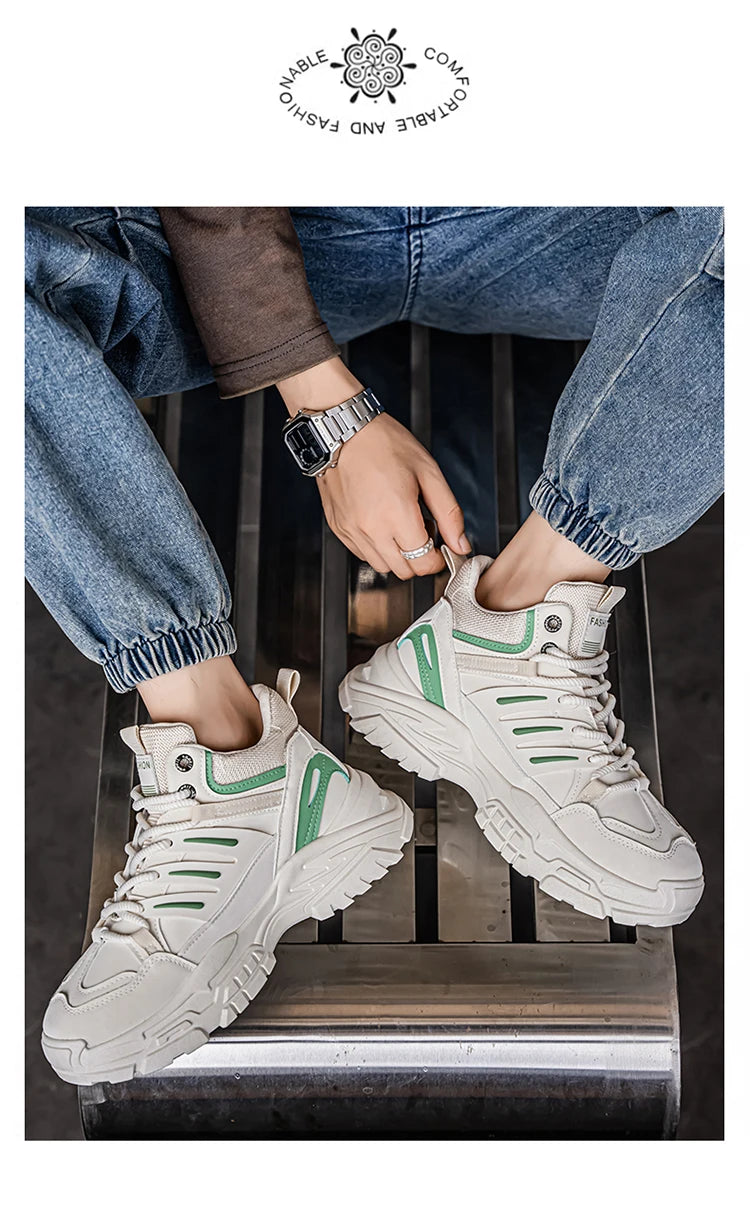 Men's Outdoor Sports Casual Shoes Anti-slip Heightening Dad Sneakers Trendy Hiking Shoes Comfortable Men Zapatillas Hombre