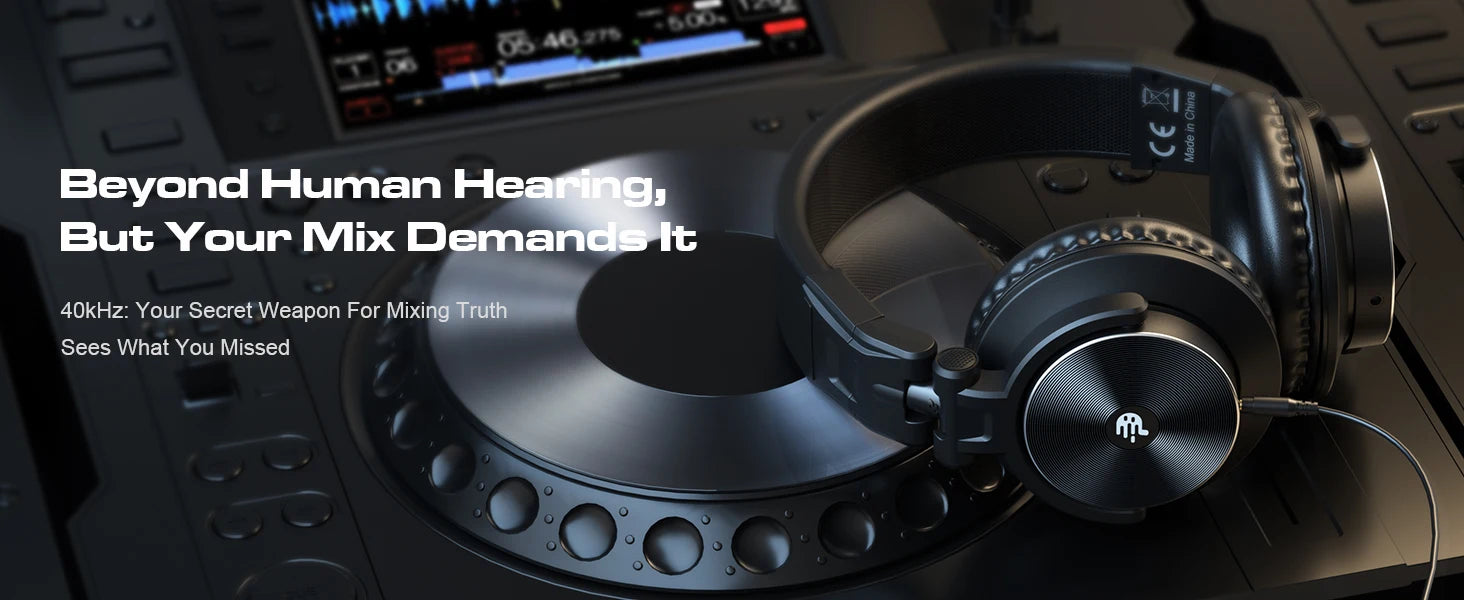 Studio Headphones DJ Headphones Professional 40kHz Hi-Res Stereo 3.5mm/6.35mm Audio Jack Wired Recording Headphone Audio Monitor