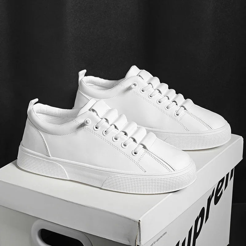 Men's Sneakers Casual Sports Shoes for Men Lightweight PU Leather Breathable Shoe Flat White Shoes Zapatillas Hombre