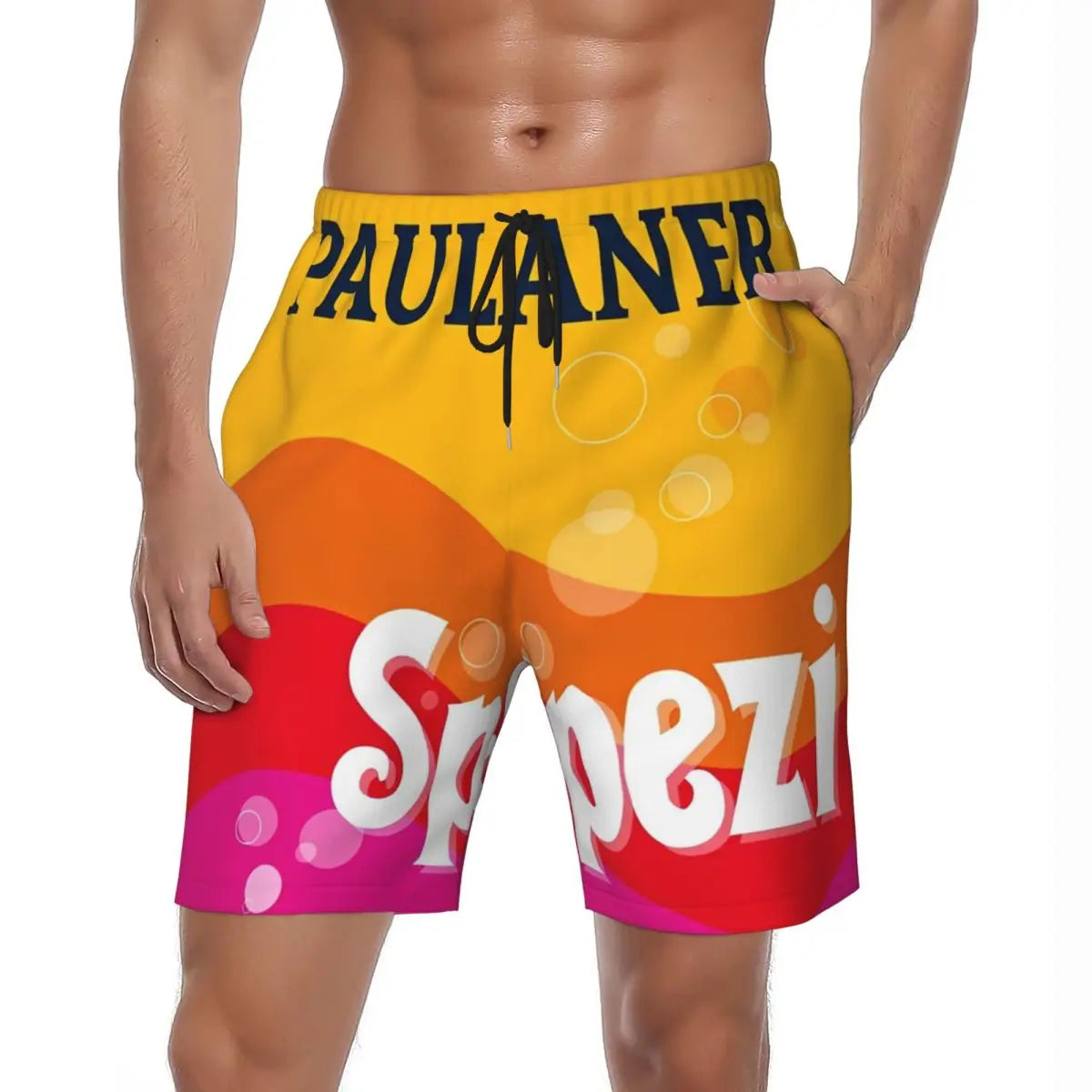 Male Board Shorts Paulaner Spezi Casual Beach Trunks Germany Soda Drink Sports Fitness High Quality Plus Size Beach Short Pants