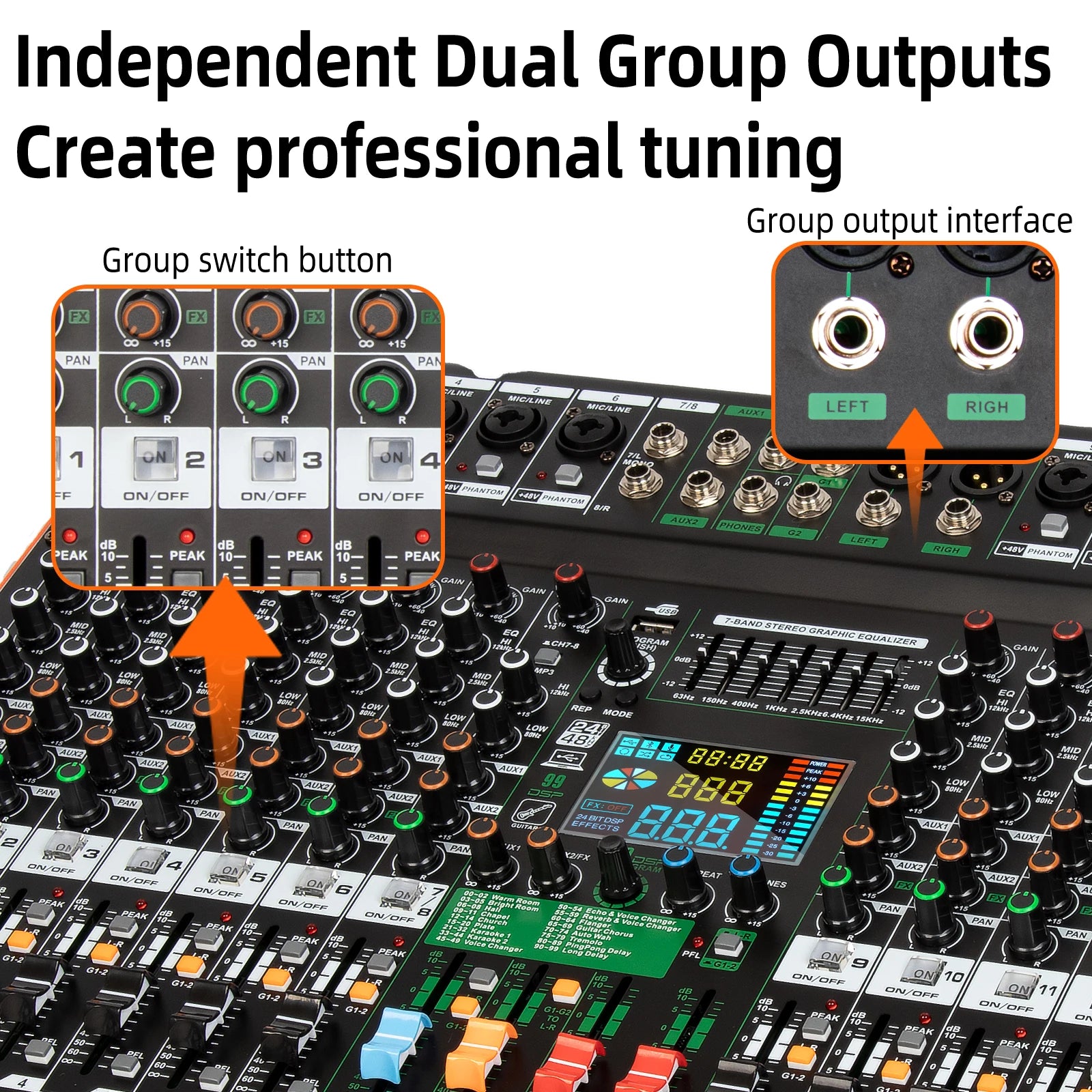 16channel Digital Mixer TC16 Professional Audio Mixer Depusheng 99DSP DJ console reverb chip Bluetooth USB