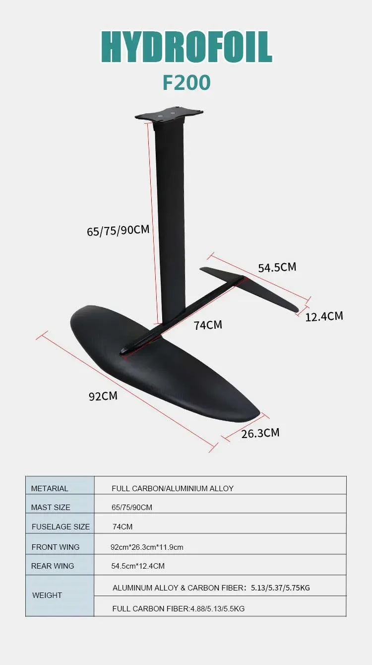 F200 185cm2 Carbon Hydrofoil Surf Set Wingfoil Standup Paddleboard Kitewing Wing Foil Wingsurf  Windsurf Wingboard