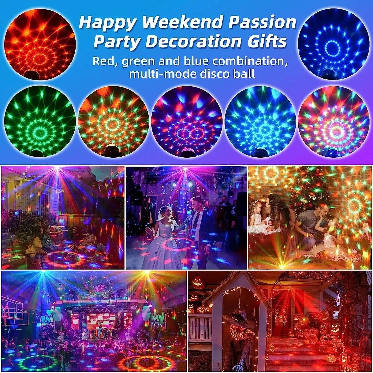 DJ Colorful Strobe Light  Activated Stage with Remote Control Disco Ball Lamps for Home Room Parties Kids Birthday Wedding Bar
