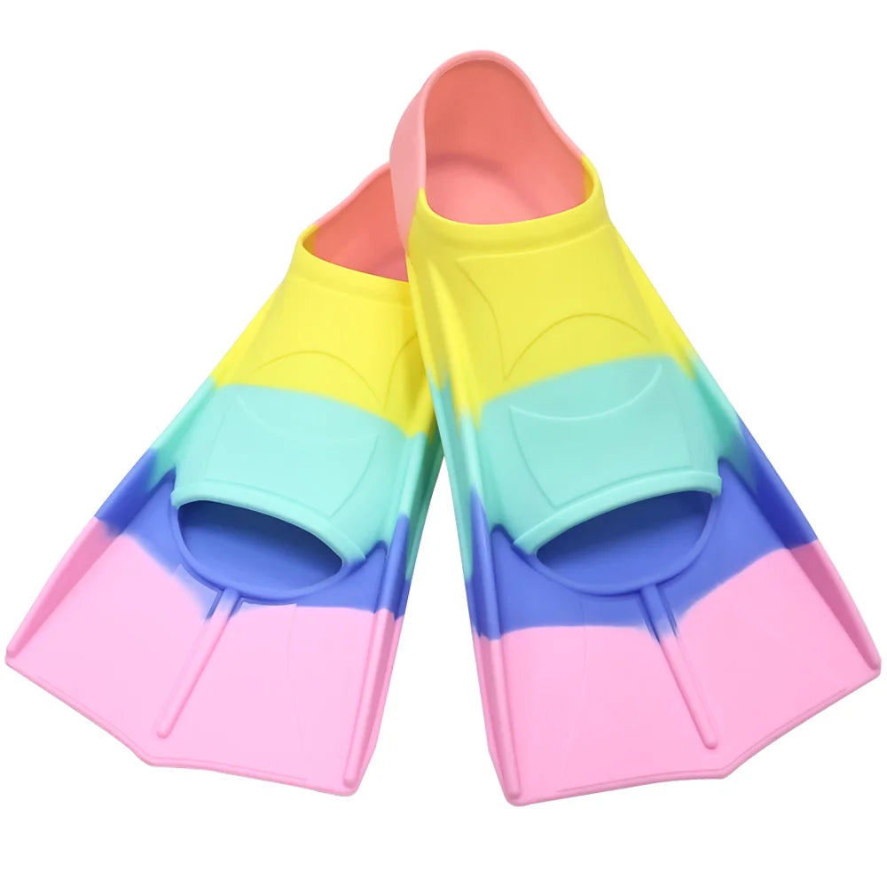 Silicone Swimming Flippers Snorkel Fins Short Frog Shoes Professional Training Breaststroke Scuba Diving Freesnorkel Men Women