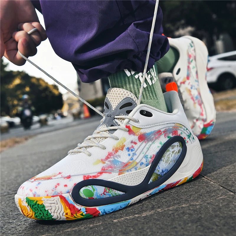 Men's Basketball Shoes Breathable Cushioning Non-Slip Wearable Runing Shoes Gym Training Athletic Basketball Sneakers for Women