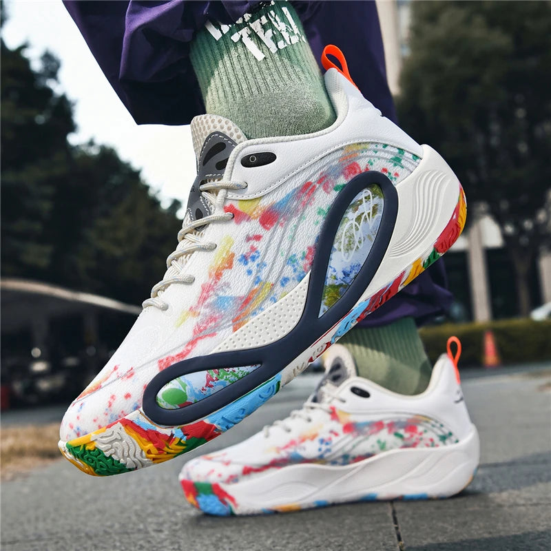 Men's Basketball Shoes Breathable Cushioning Non-Slip Wearable Runing Shoes Gym Training Athletic Basketball Sneakers for Women