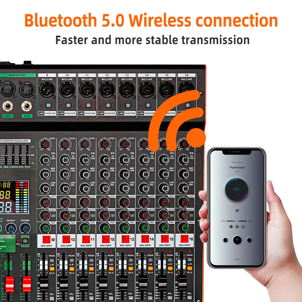 16channel Digital Mixer TC16 Professional Audio Mixer Depusheng 99DSP DJ console reverb chip Bluetooth USB