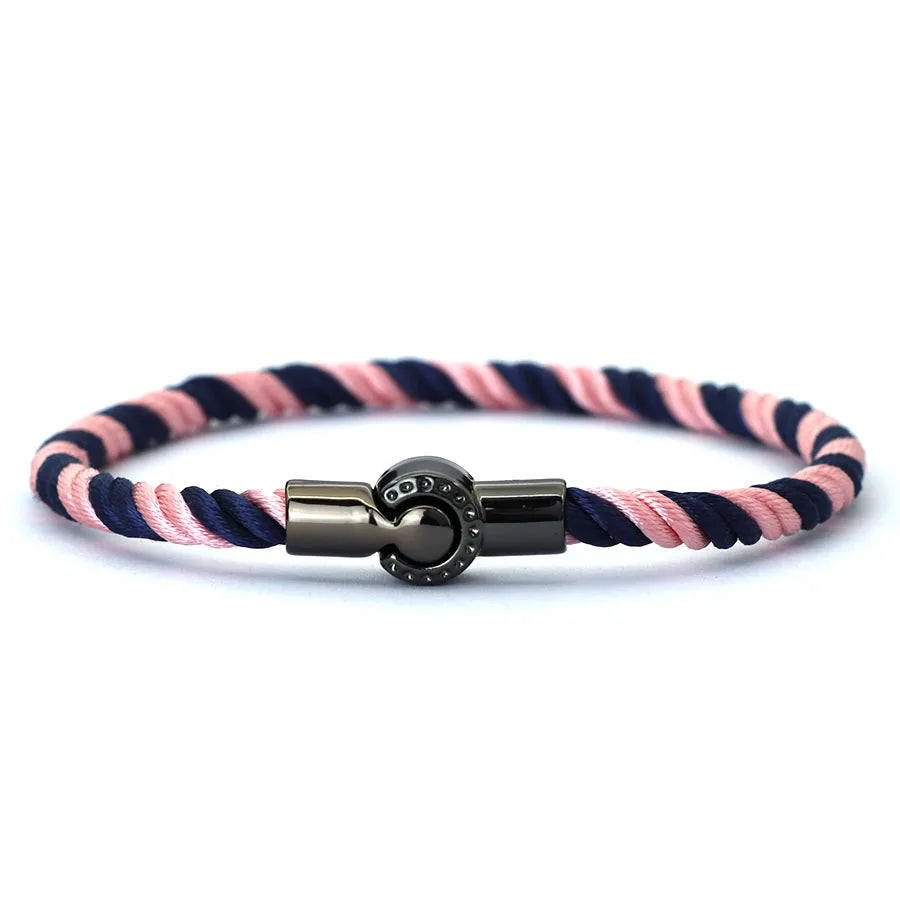 Noter New Nautical Bracelet For Men Creative Black Magnet Buckle Rope Braslet Fabric Wrap Braclet Gifts For Him Pulsera Hombre