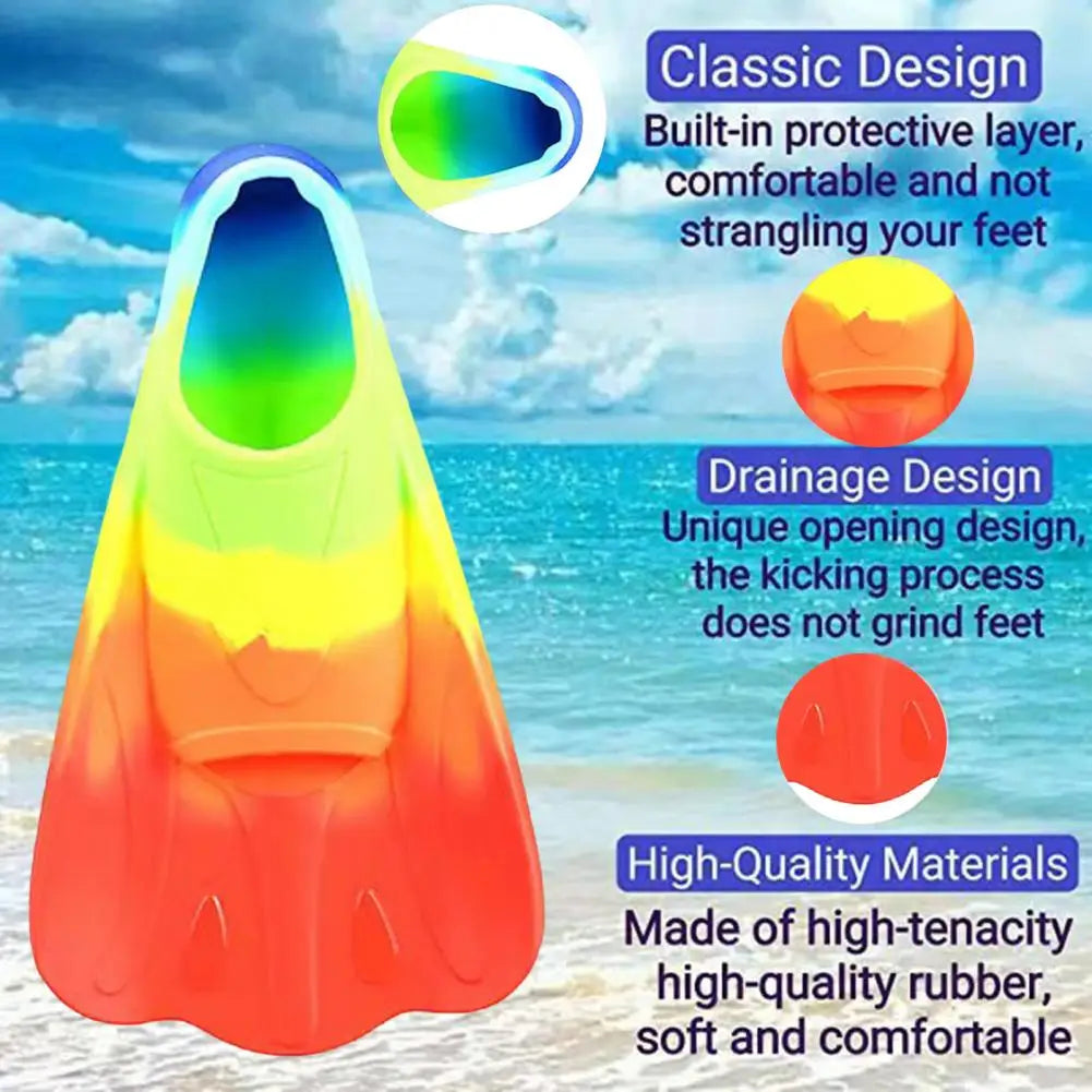 1 Pair Swim Fins Comfortable Non-slip Professional Auxiliary Training Silicone Short Swimming Training Flippers Water Sports