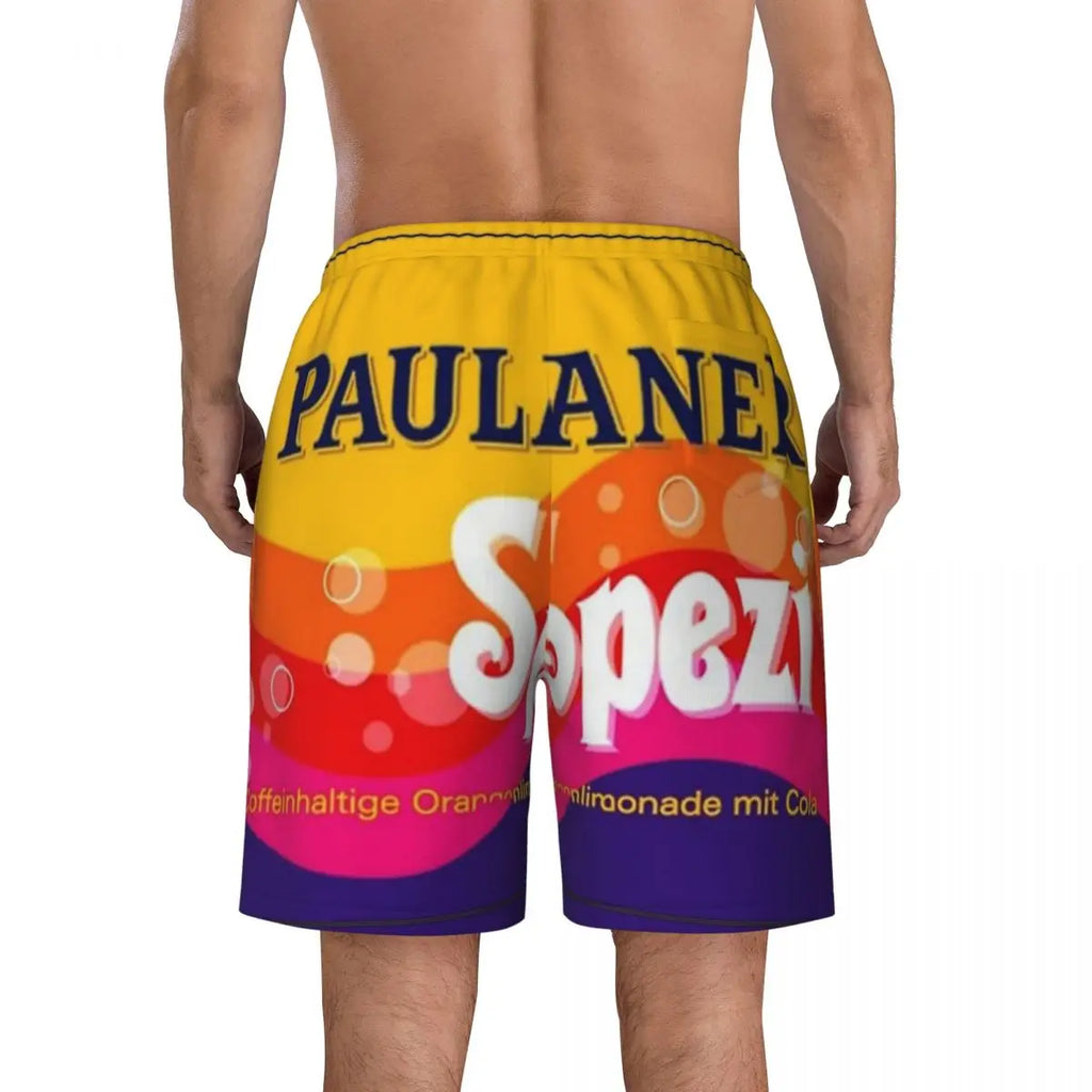 Male Board Shorts Paulaner Spezi Casual Beach Trunks Germany Soda Drink Sports Fitness High Quality Plus Size Beach Short Pants