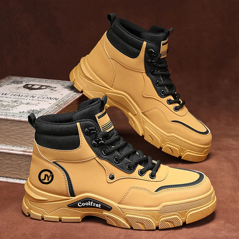 Fashion Mens Walking Sneakers Anti-slip Climbing Hiking Shoes Comfort Ankle Boots Work Boots High Top Jogging Casual Sport Shoes