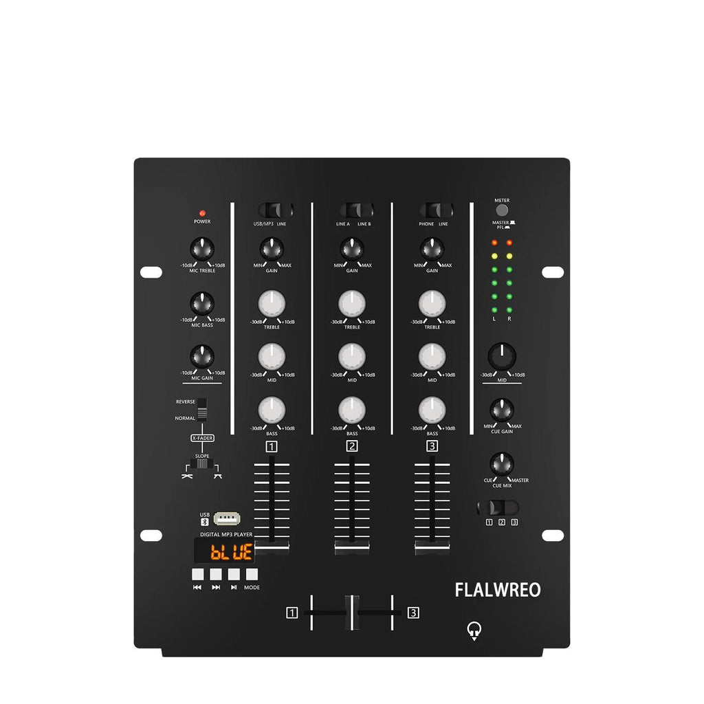 DM4 Professional 3-Channel DJ Mixer Console Metal Home Amplifier for Bar Party Concert Music Control Home Use