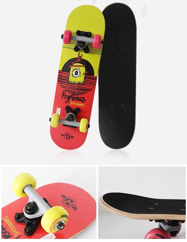 56cm Mini Skateboard Portable Maple Longboard Cartoon Wear-resistant Children Beginner Skateboard Scooter Toy Teenager Gift