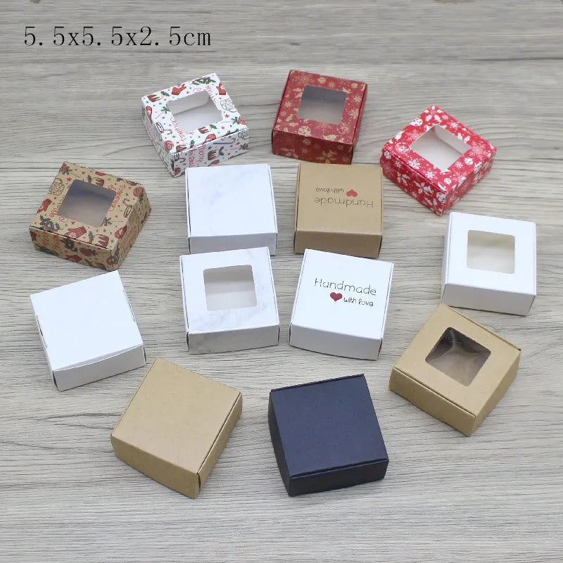 Cajitas de Regalo Kraft con Ventana - 10 Piezas 5.5x5.5x2.5cm