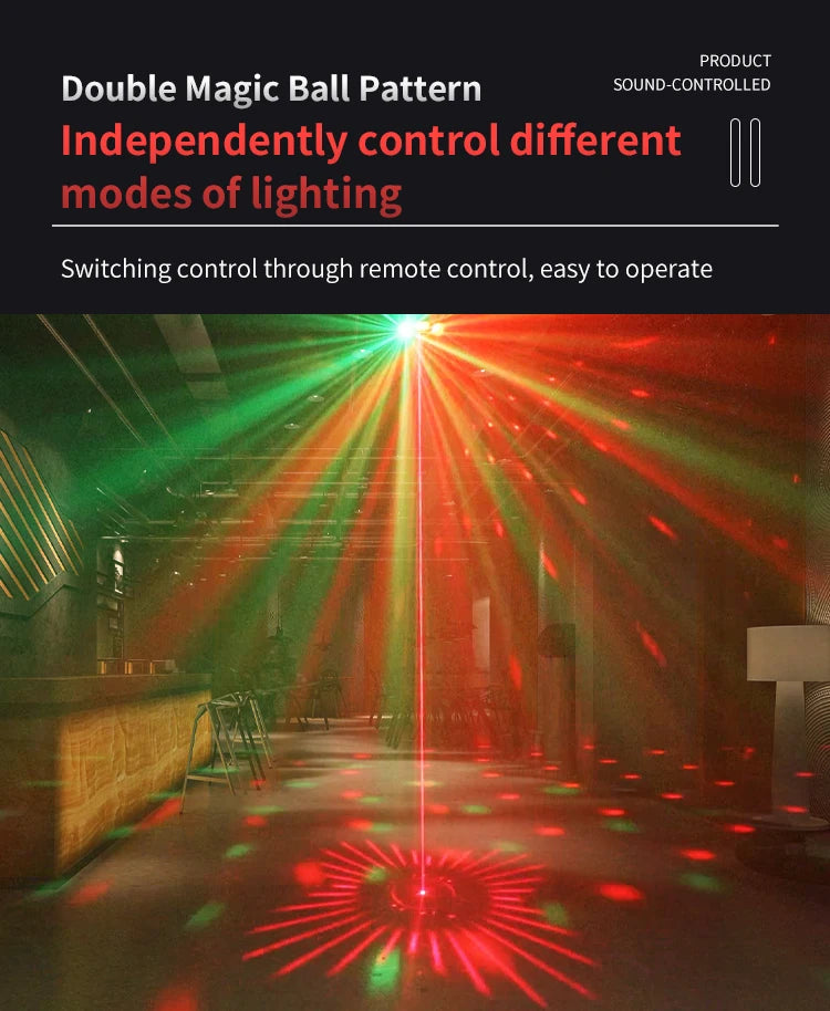 DJ Disco Laser Projection Strobe Light RGB LED Party Lights with DMX Voice Remote Control Bar Holiday Live Show Decor Lighting