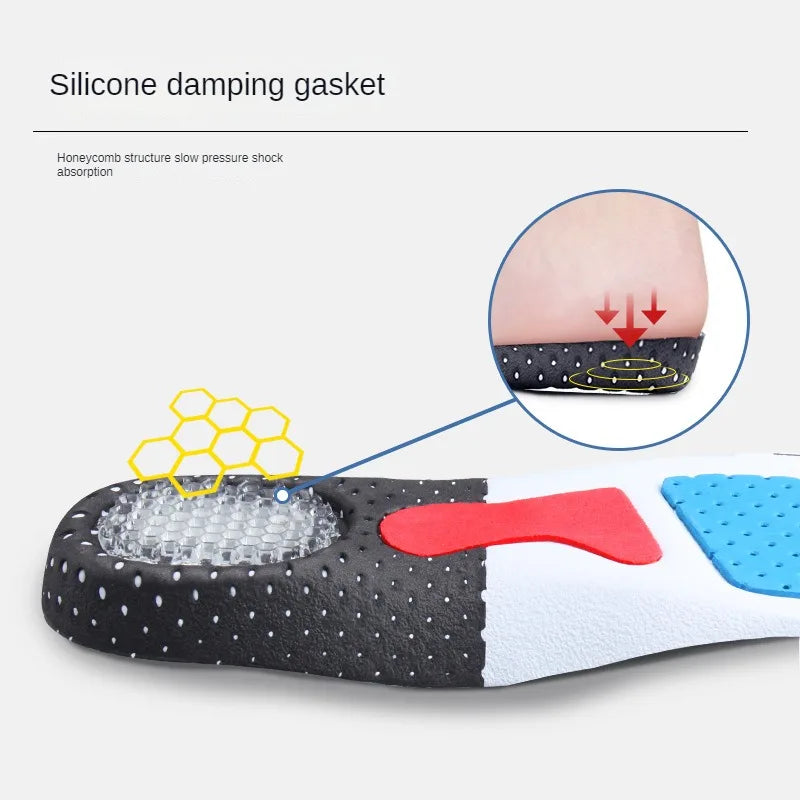 Men's and Women's Sports Shoes, Basketball Insoles, Sweat Absorbing, Breathable, Comfortable and Shock-absorbing Silicone Pads